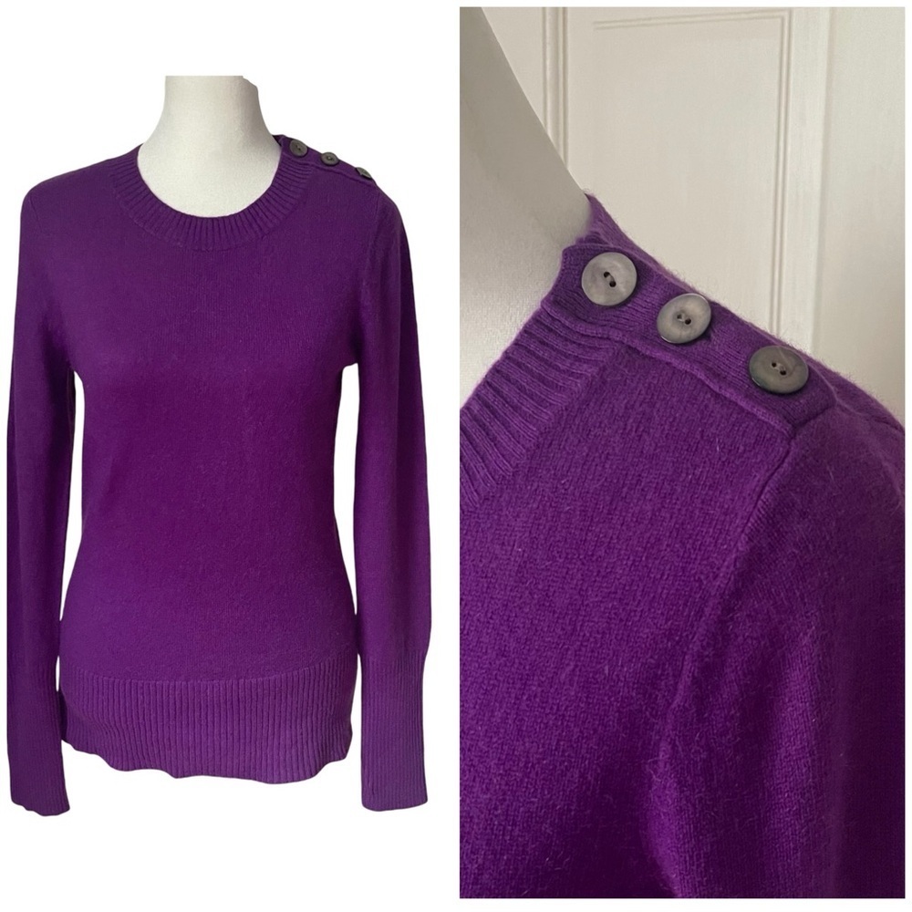 100% Cashmere Fenn Wright Manson 2-Ply Sweater Size Small Purple Colorful Bold
